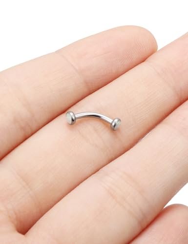 Jenxnjsjo F136 Titanium 16g 6/8/10mm Opal Eyebrow/Rook/Snug/Vertical-Labret/VCH/Snake-Eyes/Anti-Tragus/Christina/Daith/Belly-Button/Bridge/Hood/Surface Curved Barbell Piercing Jewelry for Women Men - color: White Opal, size: 8 mm