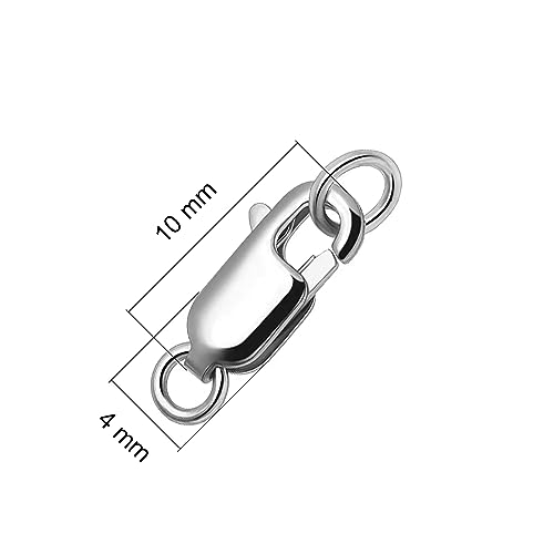 5Pcs Lobster Clasps for Jewelry Making, Bracelet Clasps and Closures | White Gold Jewelry Clasp, Necklace Clasp, Lobster Claw Clasps with Jump Rings for DIY Necklace Bracelets 10x4mm - color: White Gold