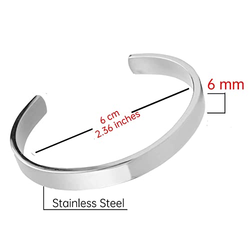 Stainless Steel Open Bangle Bracelet for Women 6mm/8mm Fashion Adjustable Wristband - color: B-Silver, size: 8mm