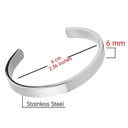 Stainless Steel Open Bangle Bracelet for Women 6mm/8mm Fashion Adjustable Wristband - color: B-Silver, size: 8mm
