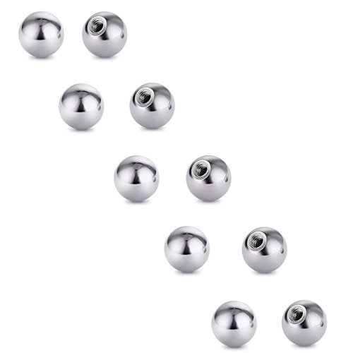 Threaded 316L Steel Replacement Balls Piercing Parts for Body Jewelry 14G 16G Barbell - style: 10pcs 14G 5mm