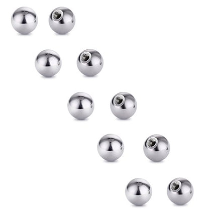 Threaded 316L Steel Replacement Balls Piercing Parts for Body Jewelry 14G 16G Barbell - style: 10pcs 14G 5mm