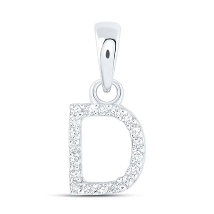 Solid 10K Yellow Gold Real Natural Diamond Womens A-Z Initial Letter Pendant Charm - 1/2 Inch Height - for Necklaces .03 Carat (.03 Cttw) - style: D - 10k White Gold