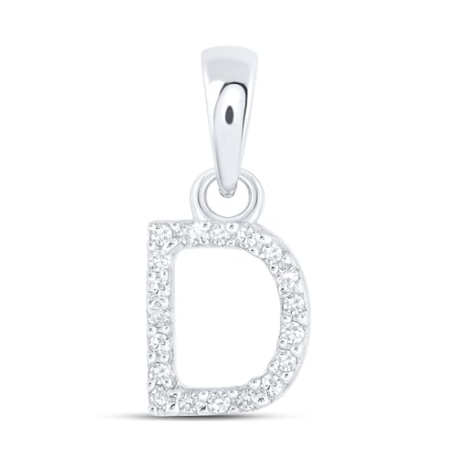 Solid 10K Yellow Gold Real Natural Diamond Womens A-Z Initial Letter Pendant Charm - 1/2 Inch Height - for Necklaces .03 Carat (.03 Cttw) - style: D - 10k White Gold