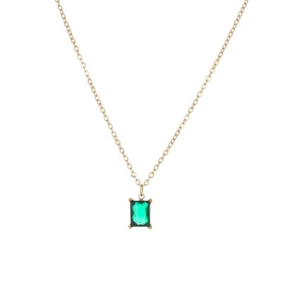 Cubic Zirconia Necklaces for Women 18K Gold Plated Tear drop Necklace Dainty Layered CZ Lariat Diamond Necklace - color: Green CZ-Gold