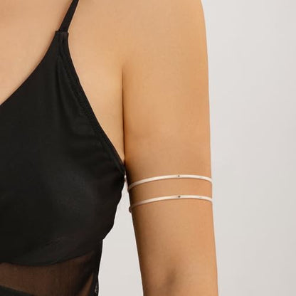 Todenb Upper Arm Cuff for Women Minimalist Adjustable Arm Band Gold Silver Arm Cuff Multi-Layer Arm Bracelet Upper Arm Jewelry - color: Silver Parallel