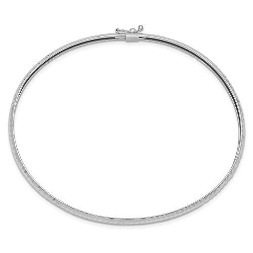 Sonia Jewels Real 14k White Gold Textured Flexible Bangle Cuff Bracelet 7.5" (Width = 4mm)