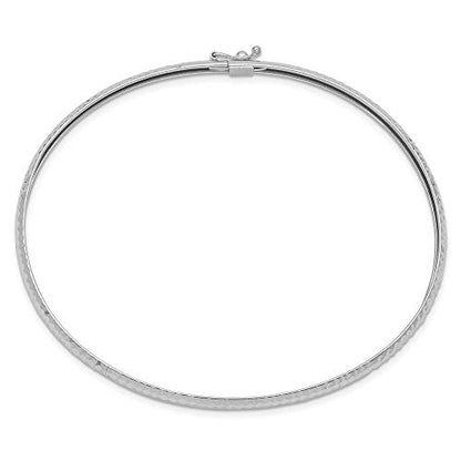 Sonia Jewels Real 14k White Gold Textured Flexible Bangle Cuff Bracelet 7.5" (Width = 4mm)