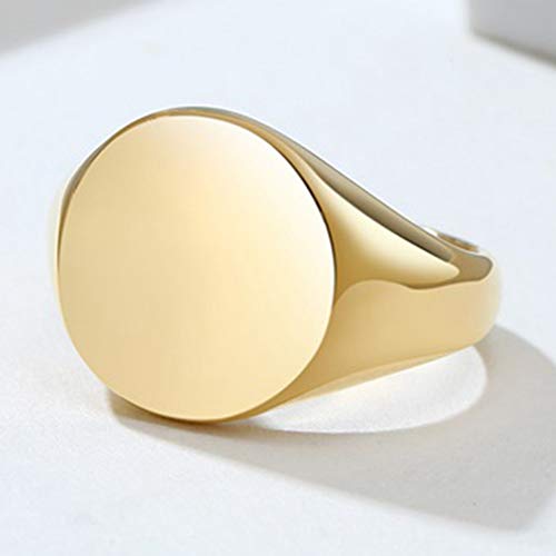 Jude Jewelers Stainless Steel Classical Simple Plain Round Signet Style Pinky Wedding Statement Promise Anniversary Ring - color: Gold