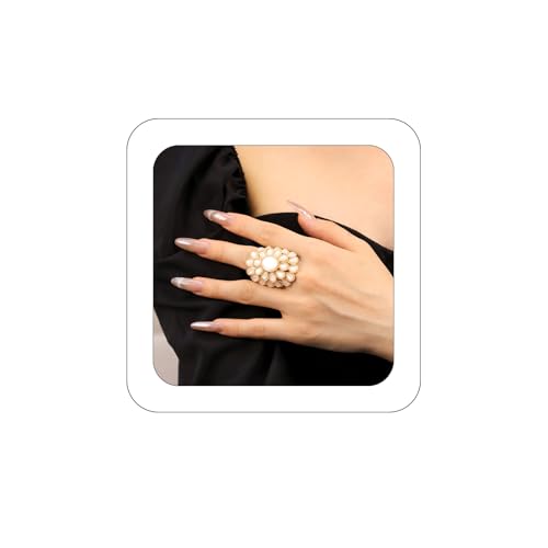Elegant Big Crystal Flower Ring for Women Gold Rhinestone Floral Rings Open Finger Adjustable Crystal Flower Statement Ring Jewelry for Bridal Wedding - color: Flower 3