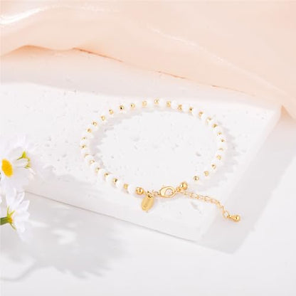 Inspirational Gifts Healing Natural Stone Bracelets for Women Anxiety Stress Relief Bracelet Handmade Jewelry for Friends Sister, Christmas Stocking Stuffers Thanksgiving Basket - color: White-Purity