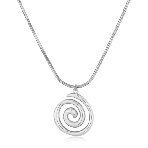 Boho Chunky Gold Statement Necklaces for Women Beach Jewelry Gifts | Versatile Everyday Wear, Pairs with Any Outfit, Ideal Gift for Any Occasion, Easy to Layer, Lightweight, Hypoallergenic - style: Spiral-C-Silver