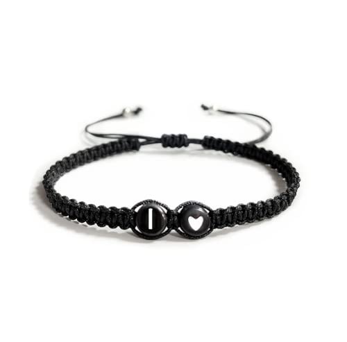 Heart Initial Bracelets 26 Letters Initial Charms Bracelet for Women Gifts A-Z Braided Bracelets Heart Link Handmade Rope Braided Adjustable Jewelry for Mom Daughter Birthday Jewelry Gift - style: I