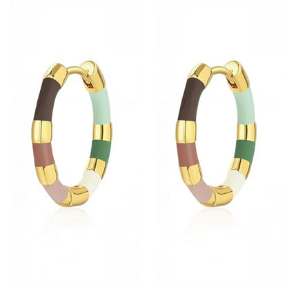 Milan Chiva 14K Gold Plated Small Huggie Dangle Earrings | Lightweight Trendy Heart Dainty Jewelry Hypoallergenic Chunky Gold Hoops Earrings Jewelry Mothers Day Gift for Women - color: E-Multi-Green