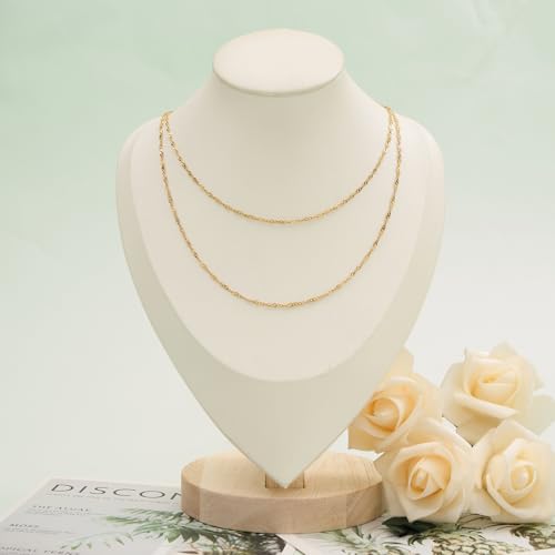 UMAOKANG 10 Meters Gold Plated Jewelry Making Chain Stainless Steel Singapore Chains Bulk on Spool Thin Chain Link - color: Singapore Gold