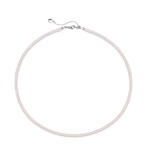 Pearls Necklace, Freshwater Tiny Small Pearls Necklace for Women's Pearl Strand Necklace Chain 18K Gold Plated Hypoallergenic White Necklace as Prom Bridesmaid Birthday Gifts - color: Bread Pearls, 18KWGP Lock