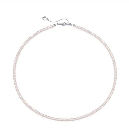 Pearls Necklace, Freshwater Tiny Small Pearls Necklace for Women's Pearl Strand Necklace Chain 18K Gold Plated Hypoallergenic White Necklace as Prom Bridesmaid Birthday Gifts - color: Bread Pearls, 18KWGP Lock