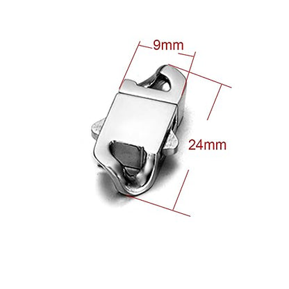 2 Sets Stainless Steel Spring Clasps Cuban Link Clasp for Chain Bracelet and Necklace Buckle Jewelry Making Supplies (9mm Wide, Mirror Steel) - size: 9mm Wide