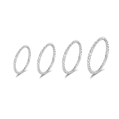 1.2mm Thin Knuckle Rings for Women 925 Sterling Silver Midi Stacking Pinky Thumb Ring Band Size 2.5-8.5 - color: Style 2, size: 4PCS: SIZE 6, 6.75, 7.75, 8.5
