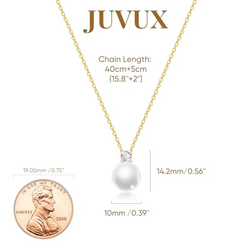 Pearl Necklace for Women 925 Sterling Silver Single Pearl Jewelry with Shell Pearl Pendant - Dainty Choker Necklace Suitable for Anniversary, Wedding, Birthday Gifts - color: CZ Gold