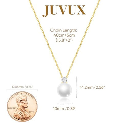 Pearl Necklace for Women 925 Sterling Silver Single Pearl Jewelry with Shell Pearl Pendant - Dainty Choker Necklace Suitable for Anniversary, Wedding, Birthday Gifts - color: CZ Gold