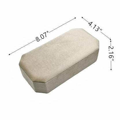 Velvet Ring Organizer Box - Ring Jewelry Box for Rings Earring, Jewelry Tray Rings holder Display Case for Girl Women (8.07"x4.13"x2.16") -PRB024-Beige - color: Beige