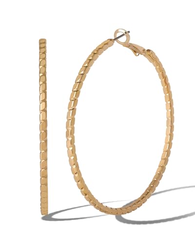 Jessica Simpson Womens Hoop Earrings - Silver-Tone or Gold-Tone Hoop | Earrings for Women - color: Gold Omega