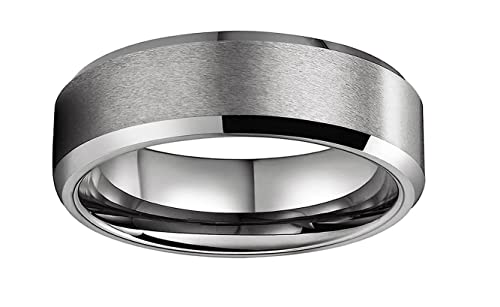 CROWNAL 3mm 5mm 7mm 9mm Tungsten Rings for Men Women Black/Silver/Gunmetal/Gold Beveled Polished Edges Matte Finish Comfort Fit 4-17 - color: Silver 7mm