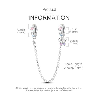 925 Sterling silver Safety Chain Charm for Bracelet Pendants Clip Beads | Infinite Love Butterfly Evil Eye Stopper Spacer dangle Charm for Woman Jewelry Gift - color: Spring Butterfly