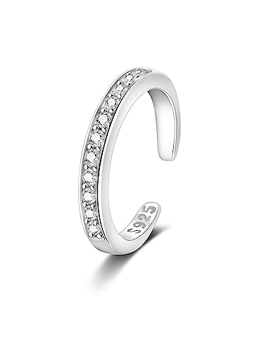 925 Sterling Silver Open Cuff Toe Ring for Women Adjustable Pinky Ring Band Size 2-4… - color: Style D