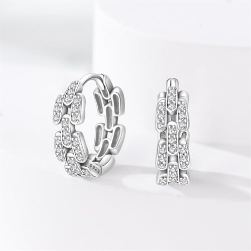 925 Sterling Silver Huggie Hoop Earrings for Women with 5A Cubic Zirconia Jewelry Birthday Gift - style: Bright