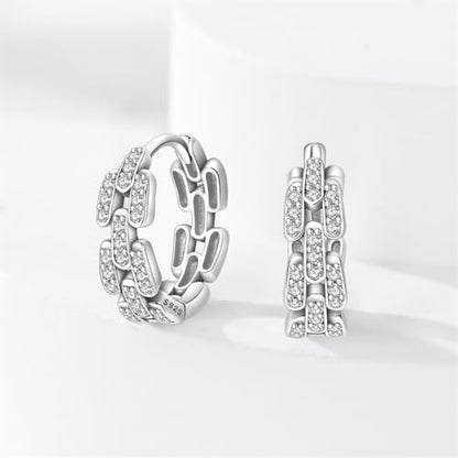 925 Sterling Silver Huggie Hoop Earrings for Women with 5A Cubic Zirconia Jewelry Birthday Gift - style: Bright