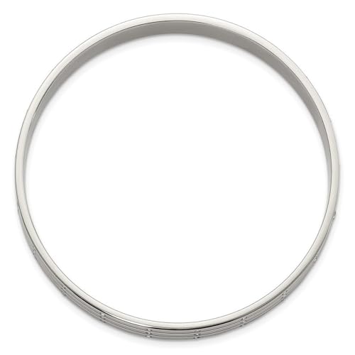JewelryWeb Stainless Steel Slip on Polished With Cubic Zirconias Bangle Bracelet 7.5mm Wide Cuff Bracelet for Women