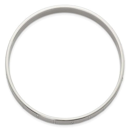 JewelryWeb Stainless Steel Slip on Polished With Cubic Zirconias Bangle Bracelet 7.5mm Wide Cuff Bracelet for Women