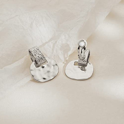 MUYAN Gold Clip On Drop Earrings for Women Non Piercing Dangle Earrings Fashion Jewelry - color: C Clip Silver