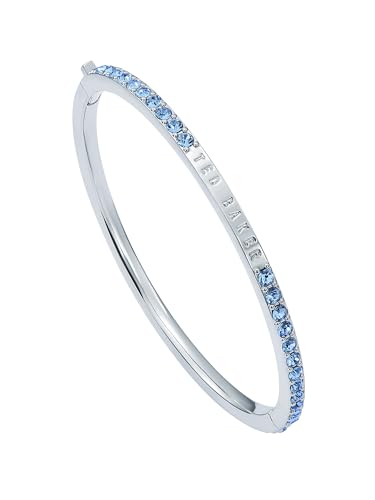 Ted Baker London Claudia Narrow Crystal Hinged Bangle Bracelet for Women - color: Silver/Light Blue Crystal