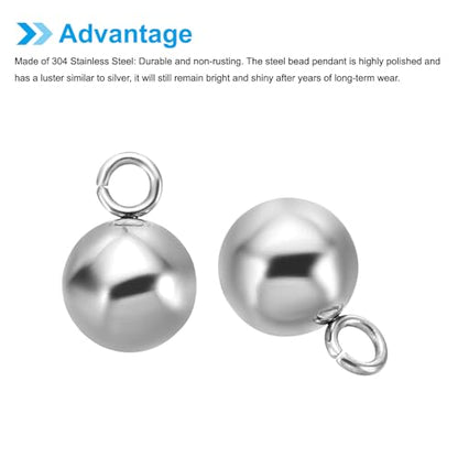 PATIKIL 50pcs Steel Bead Charm, Stainless Steel Ball Bracelet Charm Pendants Metal Round Beads Small Bulk for Jewelry Making - color: Silver Tone, size: 10mm