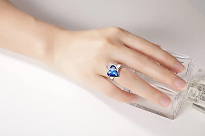 Leafael Infinity Love Women's Adjustable Crystal Heart Ring with Birthstone Crystals Healing Stones, Jewelry Gifts for Women, Birthdays Valentine's Day, Silver-Tone, Open End, Size 6.5-8 - color: 10b-September-Health-Rainbow Sapphire Blue