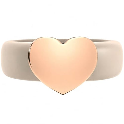 Rinfit Womens Silicone Wedding Ring with Stainless Steel Heart - Rubber Bands - Patented Design - color: PACK A: Nude / Metal Heart - Rose Gold, size: Size 10