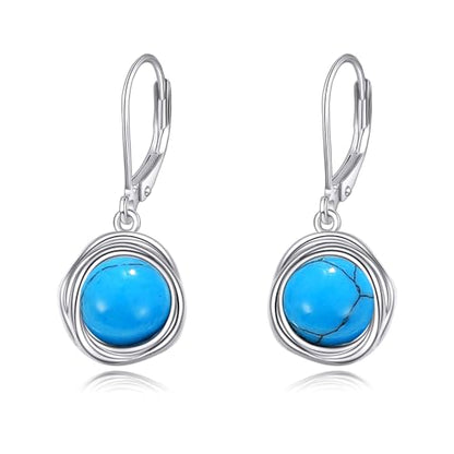FreshWater Pearl Dangle Earrings 925 Sterling Silver Lapis lazuli Turquoise Larimar Opal Black Pearl Leverback Earrings for Women Birthday Hypoallergenic - style: Turquoise earrings