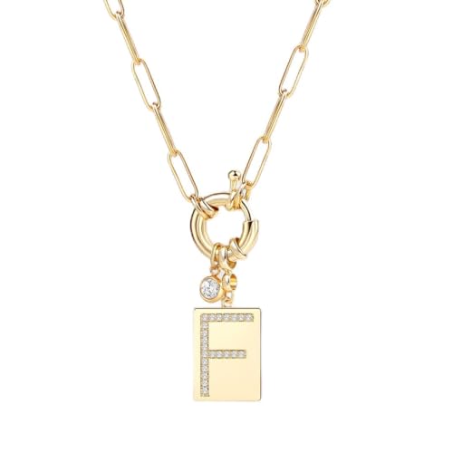 Mint & Lily Gold Initial Necklace for Women – 18K Gold Plated 24” Paperclip Chain with Sparkling Letter Pendant | 18K Gold Plated Personalized Letter Charm w/ Cubic Zirconia, Paperclip Chain, Tarnish-Resistant, Dainty Jewelry Gift for Her - style: Letter: