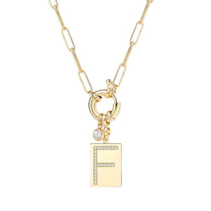 Mint & Lily Gold Initial Necklace for Women – 18K Gold Plated 24” Paperclip Chain with Sparkling Letter Pendant | 18K Gold Plated Personalized Letter Charm w/ Cubic Zirconia, Paperclip Chain, Tarnish-Resistant, Dainty Jewelry Gift for Her - style: Letter: