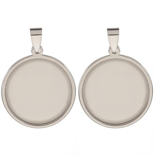1 Box 10Pcs 25mm Bezel Tray Stainless Steel Cabochon Blanks Silver Metal Flat Round Cameo Pendant Base Blank Trays Charm Setting for Photo Jewelry Making Earrings Necklace DIY Craft Findings - style: silver round