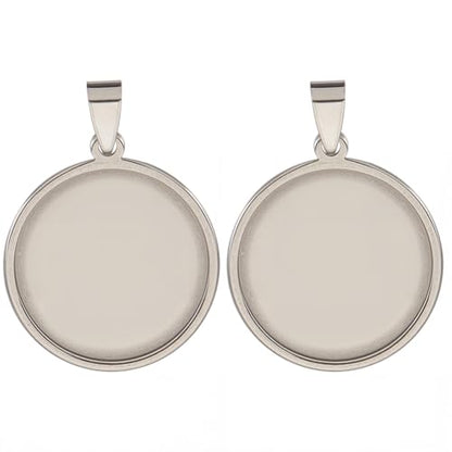 1 Box 10Pcs 25mm Bezel Tray Stainless Steel Cabochon Blanks Silver Metal Flat Round Cameo Pendant Base Blank Trays Charm Setting for Photo Jewelry Making Earrings Necklace DIY Craft Findings - style: silver round