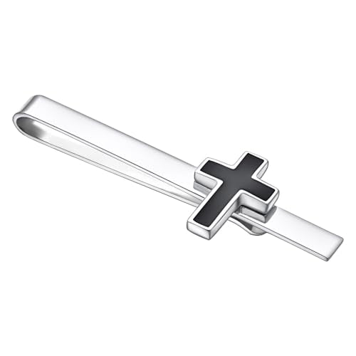 Unique Cross Tie Clips For Men Silver Black Gold Religious Christian Tie Clips For Men's Tie Accessories - style: black clip on tie crosses