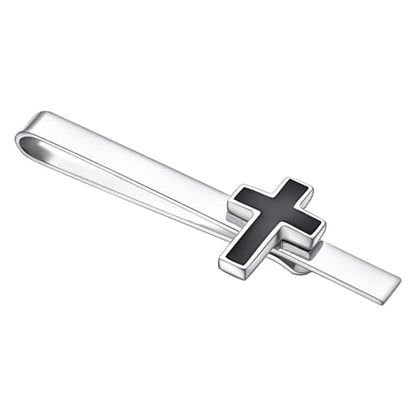 Unique Cross Tie Clips For Men Silver Black Gold Religious Christian Tie Clips For Men's Tie Accessories - style: black clip on tie crosses
