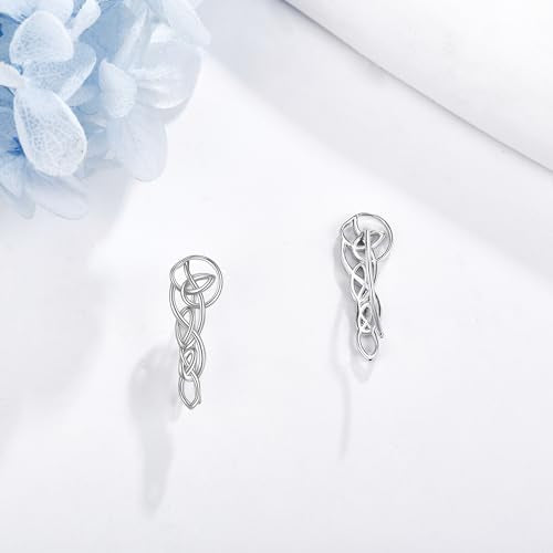 Ear Climbers Earrings for Women Sterling Silver Vintage Ear Crawler Earrings Jewelry Gifts for Women - style: Celtic Knot