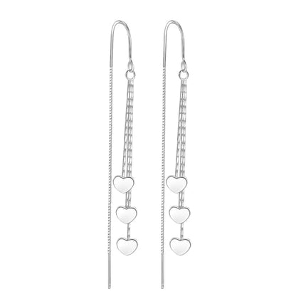 925 Sterling Silver Dangle Earrings with Charms Heart, Water drop, Moon, Star Long Drop Earring for Women Jewelry Gifts Hypoallergenic - color: heart-3 hanging