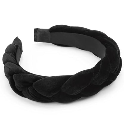 DRESHOW Braided Headbands for Women Velvet Hair Hoop Elastic Criss Cross Hair Bands Accessories - color: 01 Pc Velvet Braided: Black