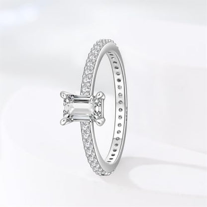 KUNSIR 925 Sterling Silver Rings Classic Cubic Zirconia Eternity Promise Statement Anniversary Wedding Bands Engagement Rings for Women Infinity Forever Love Ring Size 7-9 - style: Minimalist Diamond Ring